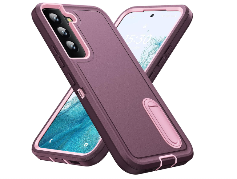 BaHaHoues for Samsung Galaxy S26 Case with Built in Kickstand,Shockproof/Dustproof/Drop Proof Military Grade Protective Cover for Galaxy S26 5G 6.1 inch(Night Purple/Baby Pink)