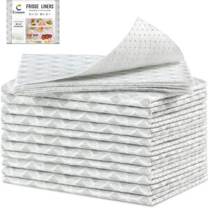 Cooyes 12 PCS Refrigerator Liners, 12" x 24" Non-Slip Fridge Liners Strong Absorbent Washable Non-Adhesive, Refrigerator Shelf Liners and Mats for Shelves, Drawers, Kitchen Cabinets(Gray Slate)