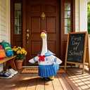 SUVEUS Back to School Porch Goose Outfits, Goose Outfits with Hairband for 23'' Statue, Goose School Cloths for Porch Garden Patio Lawn Statue Decor