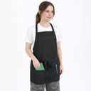 Kitchen Cooking Apron with 3 Pockets for Women | Black Waterproof Cookings Grilling Adjustable Aprons Short Artist Chef Aprons for Womens Men Home Gardening