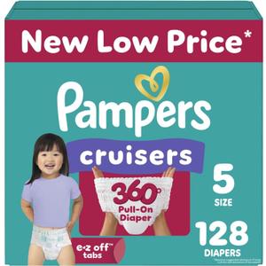 Pampers Diapers - Cruisers 360 - Size 5, 128 Count, Babyproof up to 100% Leakproof Pull-On Diaper