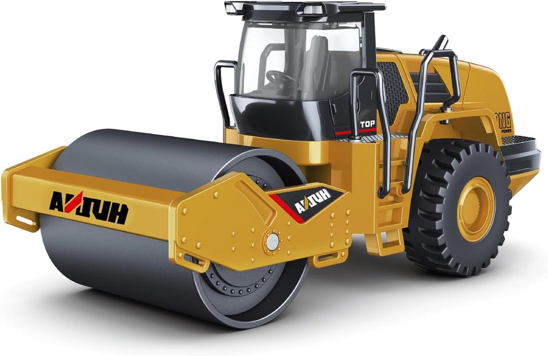 Dollox Die-cast Road Roller Toys 1/50 Scale Metal Engineering Road Planer Vehicle Truck Toy High Detail Construction Vehicles Model Road Roller Decoration Toy Kids