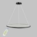 LightInTheBox Modern Pendant Light, 23.6" LED Ring Chandeliers Ceiling Light with Remote Control,Minimalist Halo Hanging Light Fixture Metal Acrylic White for Living Room Dinning Room Bedroom (Black)