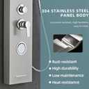 5-In-1Shower Panel Tower System-Brushed Gray | 304 stainless steel Shower Panel Column Tower With Powerful Body Jets,Body Spray,Rainfall,Waterfall,Handheld And Tub Spout