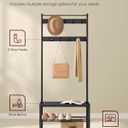 VASAGLE Coat Rack, Hall Tree with Shoe Storage Bench, Entryway Bench with Shoe Storage, 3-in-1, Steel Frame, for Entryway, 12.6 x 27.6 x 68.9 Inches, Industrial, Charcoal Gray UHSR041B01