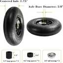 (2 PCS) 4.00-6 Tire and Wheel, 13" Flat Free Wheelbarrow Tire with 5/8" or 3/4" Bearings 4.00-6 Solid Tires for Wheelbarrows, Trolleys, Garden Carts,Hand Trucks