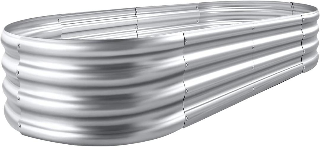 Land Guard Galvanized Raised Garden Bed Kit, 631ft Raised Garden Boxes Outdoor, Oval Metal Raised Garden Beds for Vegetables... (631ft(1pcs, 1-silver)