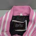 Mens Varsity Jackets Baseball Letterman Wool Body Genuine Leather Sleeves Bomber American Style Varsity Jacket (Large, Pink Body and White Sleeves)