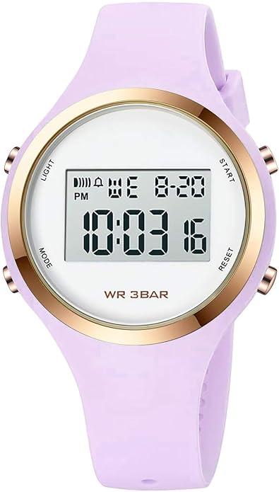 XCZAP Outdoor Sport Watches Alarm Clock 5Bar Waterproof LED Digital Watch (All Light Purple)