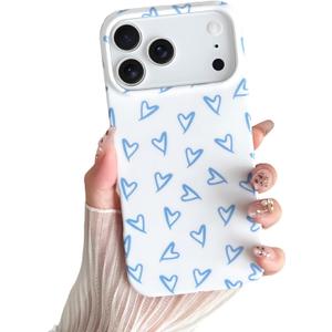 Skyseaco for iPhone 17 Pro Max Case Cute Love Heart Design Aesthetic Pattern Phone Case for Women Girls Soft Slim TPU Shockproof Phone Cover for iPhone 17 Pro Max 6.9"- Light Blue