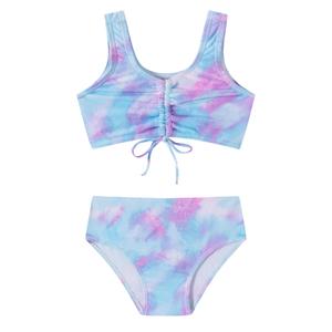 LIZENS Girls' Swimwear Two Piece Tie dye Pattern Beach Bathing Suit for Girls Toddler Cute Kids SwimsuitBL091,9-10T Purple