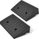DNA MOTORING 2pcs 4.3" Rise Rubber Curb Ramp Heavy Duty Loading Driveway Ramp Threshold Ramp 19.5 in L x 11.6 in W x 4.3 in H for Loading Dock, Warehouse, Wheelchair, Motorcycles, Cars, TOOLS-00645