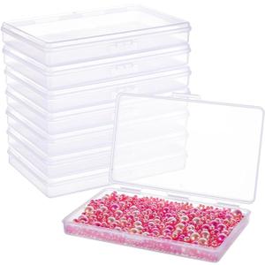 8 pack 4"x3" Rectangle Clear Plastic Storage Box with Double Hinged Lids for Photo, Pencil, Craft Tools, and Other Small Accessories