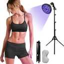 Tanning Lamp, Foldable Solarium Light Tanning Device with Eye Mask, 18Pcs LED Adjustable Stand Multiangle Irradiation Self Tanning Machine with Tripod for Face, Body