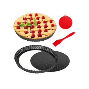 Gutsdoor Pie, Tart & Quiche Pan with Removable Bottom Nonstick Round Quiche Baking Dish Pie Pans for Baking Kitchen (9.5 Inch)