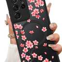 ZIYE Magnetic Case for Samsung Galaxy S21 Ultra 6.8 Inch [Compatible with MagSafe] Hard PC and Soft TPU Case with Cherry Blossom Pink Floral Anti-Scratch Shockproof Protection Phone Cover for Women