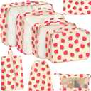 KPX 8 Set Packing Cubes for Travel, Luggage Packing Organizers Accessories Large Toiletries Bag for Clothes Shoes Cosmetics (Strawberry)