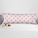 Pink Chinoiserie Christmas 20x54 Body Pillow Cover with Zipper,Grandmillennial Christmas Decor,Coquette Preppy Pink Bow Xmas Striped Decorative Long Hug Pillow Cases for Bed Couch