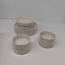 AmorArc Ceramic Dinnerware Set for 4 | Speckled Stoneware Plates and Bowls with unglazed terracotta | Scratch Resistant, Dishwasher & Microwave Safe Dishes Sets- 12-Pcs Beige
