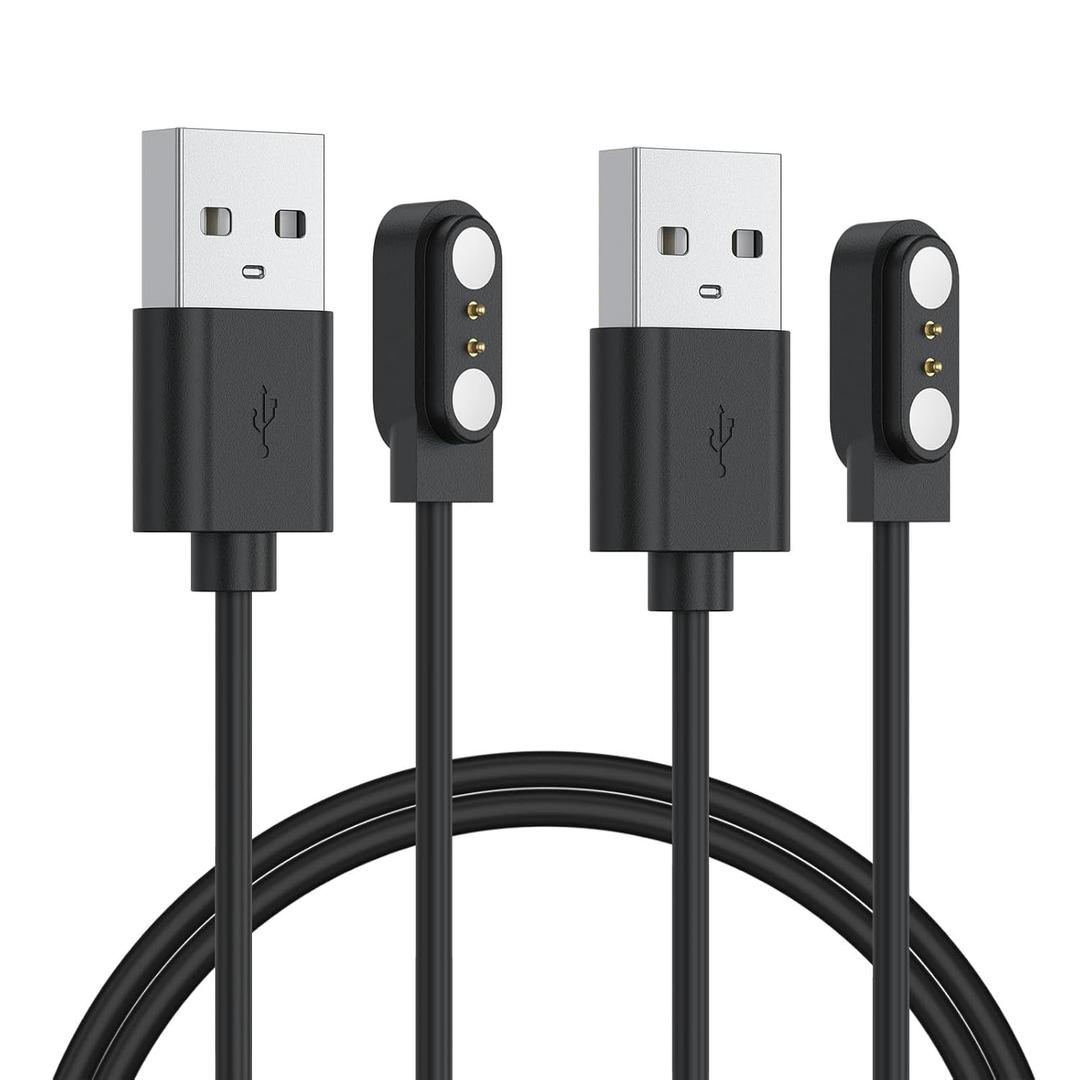 Vancle 2 Pack VeryFit Smartwatch Charger Cable, Magnetic USB Charging Cable for Veryfit Smart Watch ID205L, ID205U, IDW28, ID207, IDW13, IDW15, IDW19, ID208 Plus, ID208BT, ID206 and More (3.3ft/100cm)