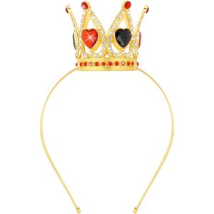 Princess Crown Peach Crown Headband Adult Heart Crystal Metal Birthday Princess Accessories (Black and Red)