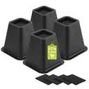 Yookwutar 4 Pack Furniture Risers 6 Inch, Bed Risers Heavy Duty for Table Desk Couch Chair Sofa Cabinet Bed Frame Dorm, Square Table Leg Risers Lift Height 6", Black