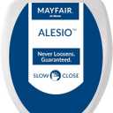 Mayfair Alesio II Slow Close Toilet Seat, Easy Clean Hinges and Adjustable Perfect Fit Wood Seat, Made in USA, Elongated, White