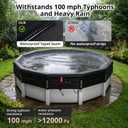 QH.HOME 24Ft Heavy Duty Winter Pool Cover,[Ultimate Windproof & Tear-Resistant Fabric],Snug Fit with Patented Ratchet & Weight Rings,Solar Pool Cover for Above Ground Pools, Blocks Leaves &Waterproof
