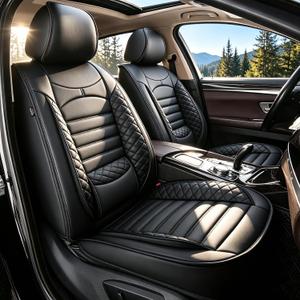 Car Seat Covers for Subaru Impreza 2012-2024 2025 2026: Full Set 5 Seats Faux Leather Waterproof Seat Cover Protector Compatible Airbag (Black, Full Set Seat Covers)