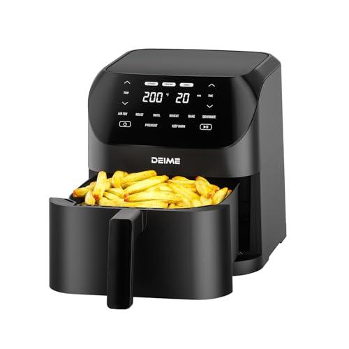 Air Fryer 6.2 QT Large Capacity Oilless Hot Air Fryers Oven 1500W Healthy Cooker with 8 Presets, Digital LCD Touch Screen, Visual Cooking Window, Non-Stick Basket, Included Recipe (Black-M)