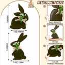Thyle 2 Pcs Easter Bunny Wooden Signs Wooden Bunny Decorations with Bow Rustic Rabbit Shape Table Centerpiece Signs for Tables Tiered Tray Easter Gifts (Elegant,Moss Green)