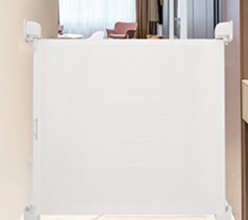 Retractable Outdoor Simple Mesh Safety Baby Gate Wall Mounted For Door And Stairs 33" White Retractable Outdoor Simple Mesh Safety Baby Gate Wall Mounted For Door And Stairs 33" White