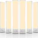 6 Pack Under Cabinet Lights Wireless, 40 LED Motion Sensor Light Indoor Rechargeable Magnetic Closet Lights Battery Operated, Under Counter Lights for Kitchen, Wardrobe, Stairs, Warm Light