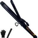abp 1.25 Inch Curling Iron Extra Long Barrel with Ceramic Coating for Long/Medium Hair,1 1/4 INCH LCD Display Instant Heat up to 450F with clamp,Hair Style Tool Girls & Women, Black