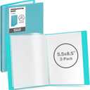 Dunwell Small Presentation Book 5.5x8.5 (2-Pack, Aqua), 24 Pockets Display 48 Half Size Pages, Plastic Binders with Sleeves, 5.5 x 8.5 Mini Booklets, Acid-Free Poly