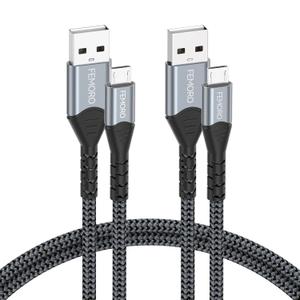 FEMORO Micro USB Cable 3Ft Pack of 2, USB A to Micro USB 2.0 480Mbps Data Transfer & 12W Charging Cord for MicroUSB Old Android Phones Kindle Tablet MP3 PS4 and More
