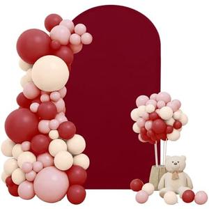 7.2FT Spandex Fitted Wedding Arch Cover Round Top Stand Covers Double-Side Chiara Cover Backdrop Cover for Wedding Birthday Party Ceremony Baby Shower Decoration(Burgundy)