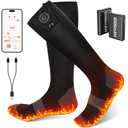 Youtelit Heated Socks for Men Women with App Control, 8000mAh Electric Heated Socks Rechargeable Batteries for Up to 10 Hours of Heat, 360° Heating, Washable Winter Foot Warmer for Skiing, Camping, XL