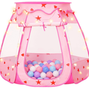 Suncuber Pop Up Princess Tent with Star Light：Toy for Girl Birthday Gifts, Portable Ball Pit with Outdoor Carry Bag, Collapsible Kids Play Tent for Toddler Indoor Activity Playhouse, NO Balls(Pink)