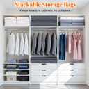 Under Bed Storage Containers with Lids - 2 Pack, Foldable and Stackable Clothes Storage Bags with Clear Window, 3-Sided Handles and Label Slot for Clothing, Blankets, Pillows (Grey)