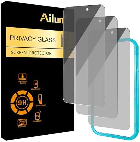 Ailun 3 Pack for iPhone 17 Pro Privacy Screen Protector [6.3 inch] with installation frame, Anti Spy Private Tempered Glass Anti-Scratch Case Friendly