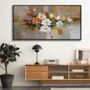 Yellow Floral Wall Art - Large Abstract Wall Art Canvas for Bedroom and Living Room - Framed Pictures for Living Room Wall Decor - Modern Artwork for Bedroom Above Bed 2448IN