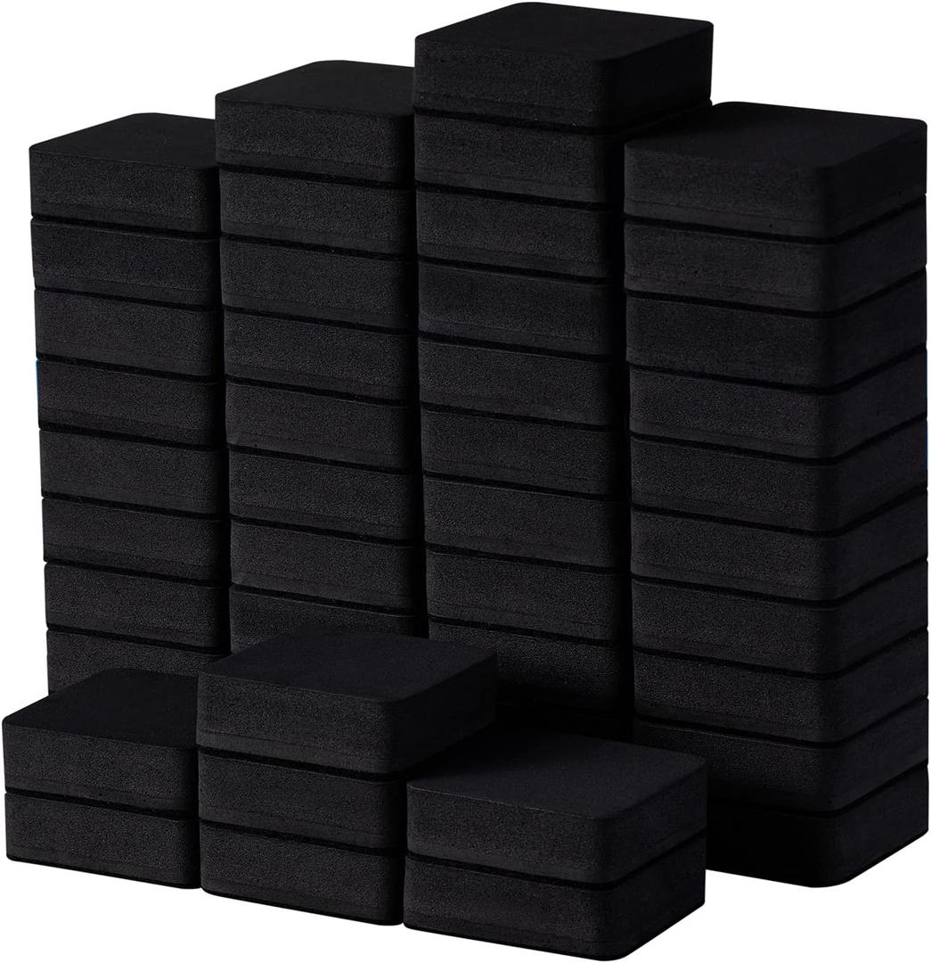 Favourde 48 Pack Magnetic Whiteboard Dry Erase Erasers Chalkboard Cleansers for Classroom, Home and Office (Black)