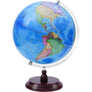 World Globe for Children and Adults, 13 inch Educational Spinning Earth Map with Stand, Self-Assembled Interactive World Globes for Kids Learning, Classroom, Students Desk, Room and Office Decor