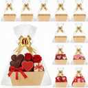 Colarr 12 Pack Baskets for Gifts Empty Bulk Kraft Empty Gift Basket Kit with Handle Wrap Bag Bow DIY Cardboard Market Tray to Fill for Valentine's Wedding Easter Party, 9.8" x 6.5" x 4.3"(Gold)