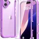 Diaclara Designed for iPhone 16 Case, Full Body Rugged Case with Built-in Touch Sensitive Anti-Scratch Screen Protector, Upgraded [Full Camera Protection] for iPhone 16 6.1" (Dark Pink)