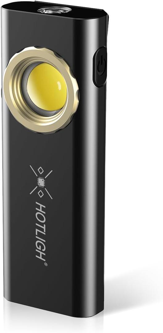 HOTLIGH Pocket Flashlight - 1000 Lumens EDC Flashlight Rechargeable with Two Magnetic Bases, Flat Flashlight for Car Repairing/Camping/Emergency (1 PC)