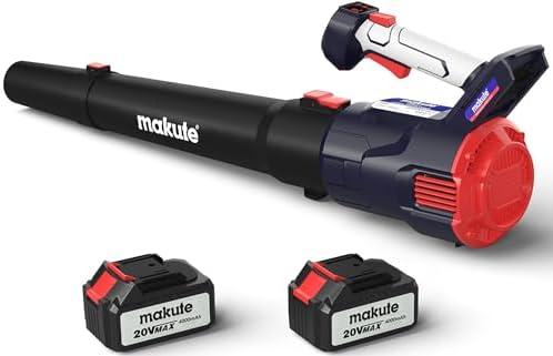 makute Leaf Blower Cordless, 580CFM/160MPH Electric Leaf Blower, 20V 2x4.0Ah Battery and Charger Included, for Blowing Leaves, Snow, Dust