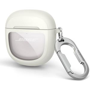 SURITCH Protective Cases for Bose QuietComfort Earbuds II 2022 / QuietComfort Ultra/Ultra Earbuds 2nd Gen, Shockproof Case Cover for Bose QC ii 2 & Ultra Case Accessories with Carabiner, White