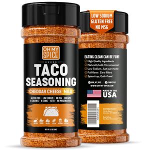 2 x Taco Seasoning Mix Cheddar Cheese Powder - Gluten Free & Low Sodium Mild Cheesy Mexican Seasoning Blend for Taco Tuesday Night. Spicy Nacho Cheese Powder for Fajita & Burrito. Hot Tacos Spices. 4.2oz